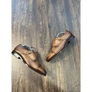 TAFT Men's Prince Genuine Leather Double Monk Strap Dress Shoes US 10 Brown EU43